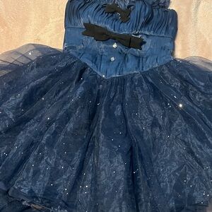 Elegant Navy Blue Dress with Sparkle Details